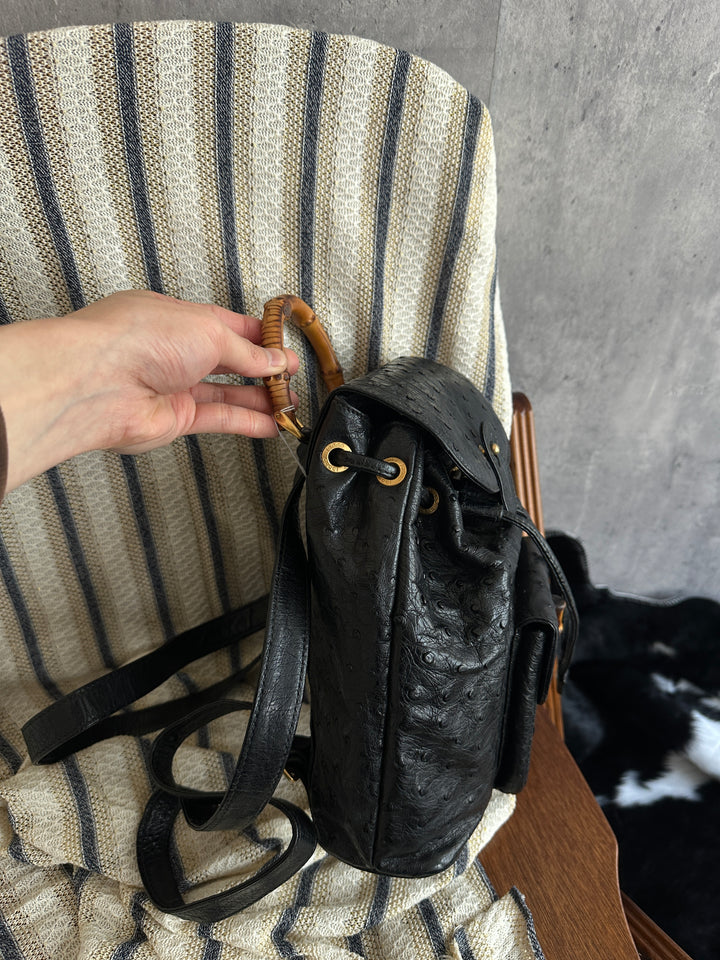 Gucci Bamboo Small Backpack in Ostrich Leather