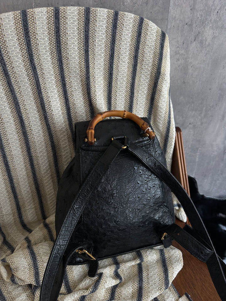 Gucci Bamboo Small Backpack in Ostrich Leather
