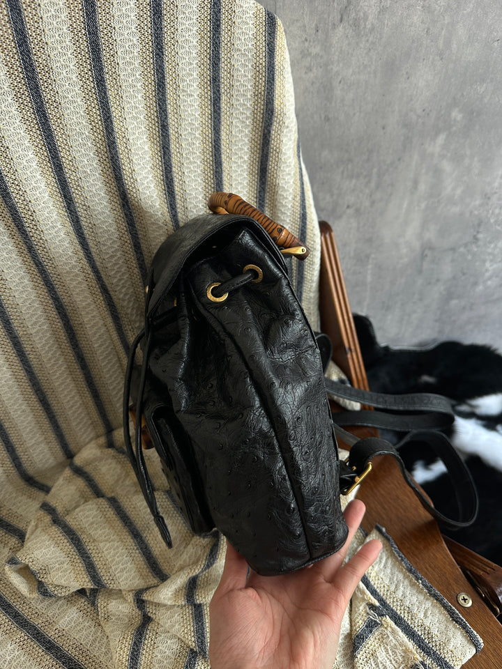 Gucci Bamboo Small Backpack in Ostrich Leather