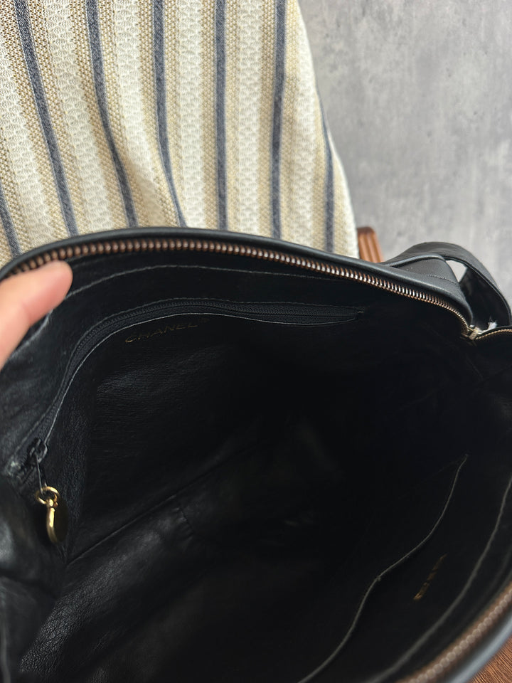 Chanel Vintage Quilted Lambskin Crossbody with Gold Ball Tassel