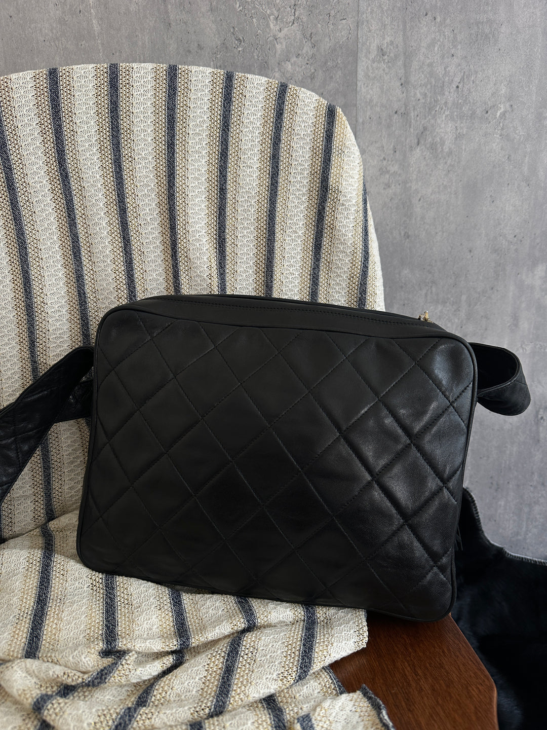 Chanel Vintage Quilted Lambskin Crossbody with Gold Ball Tassel