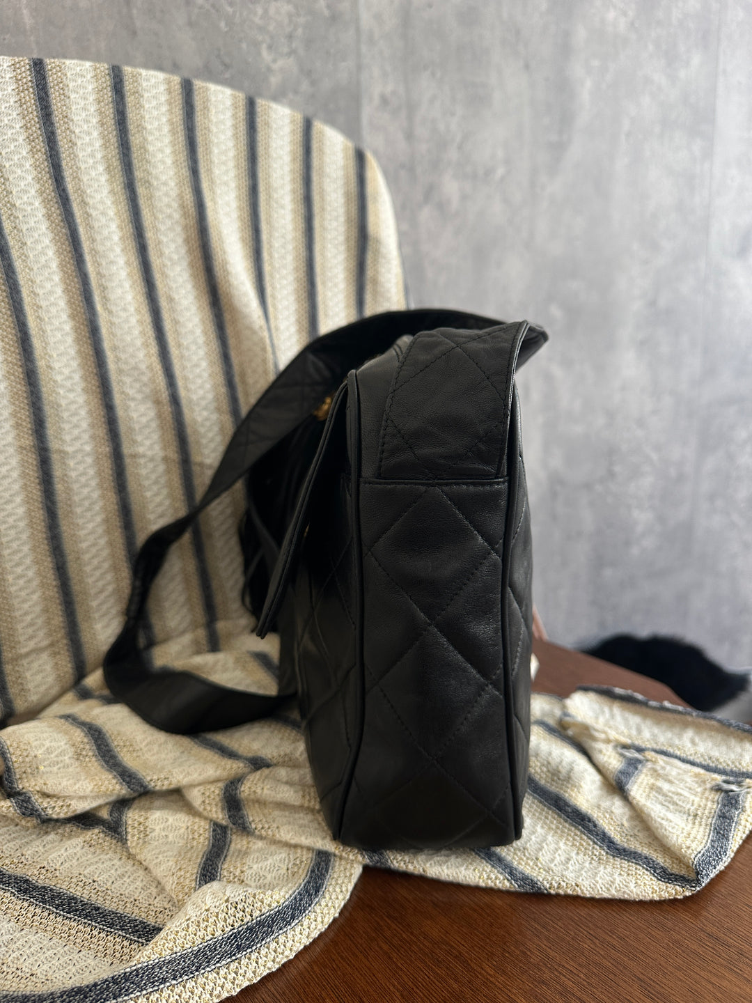 Chanel Vintage Quilted Lambskin Crossbody with Gold Ball Tassel