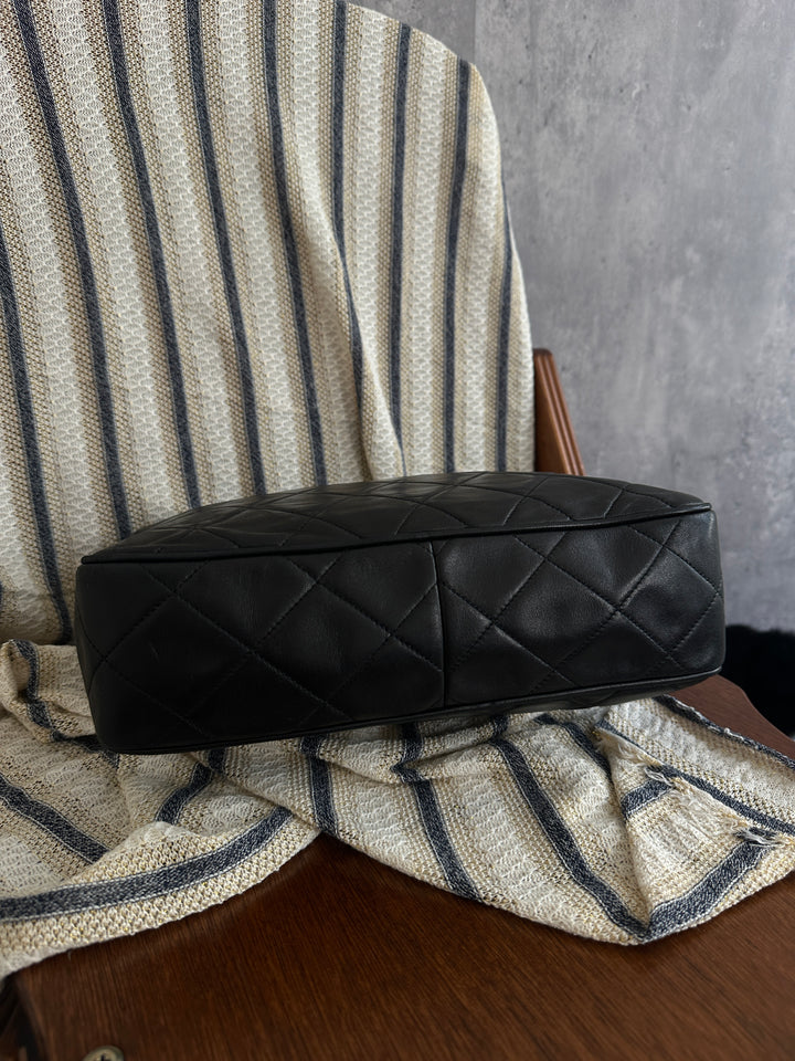 Chanel Vintage Quilted Lambskin Crossbody with Gold Ball Tassel