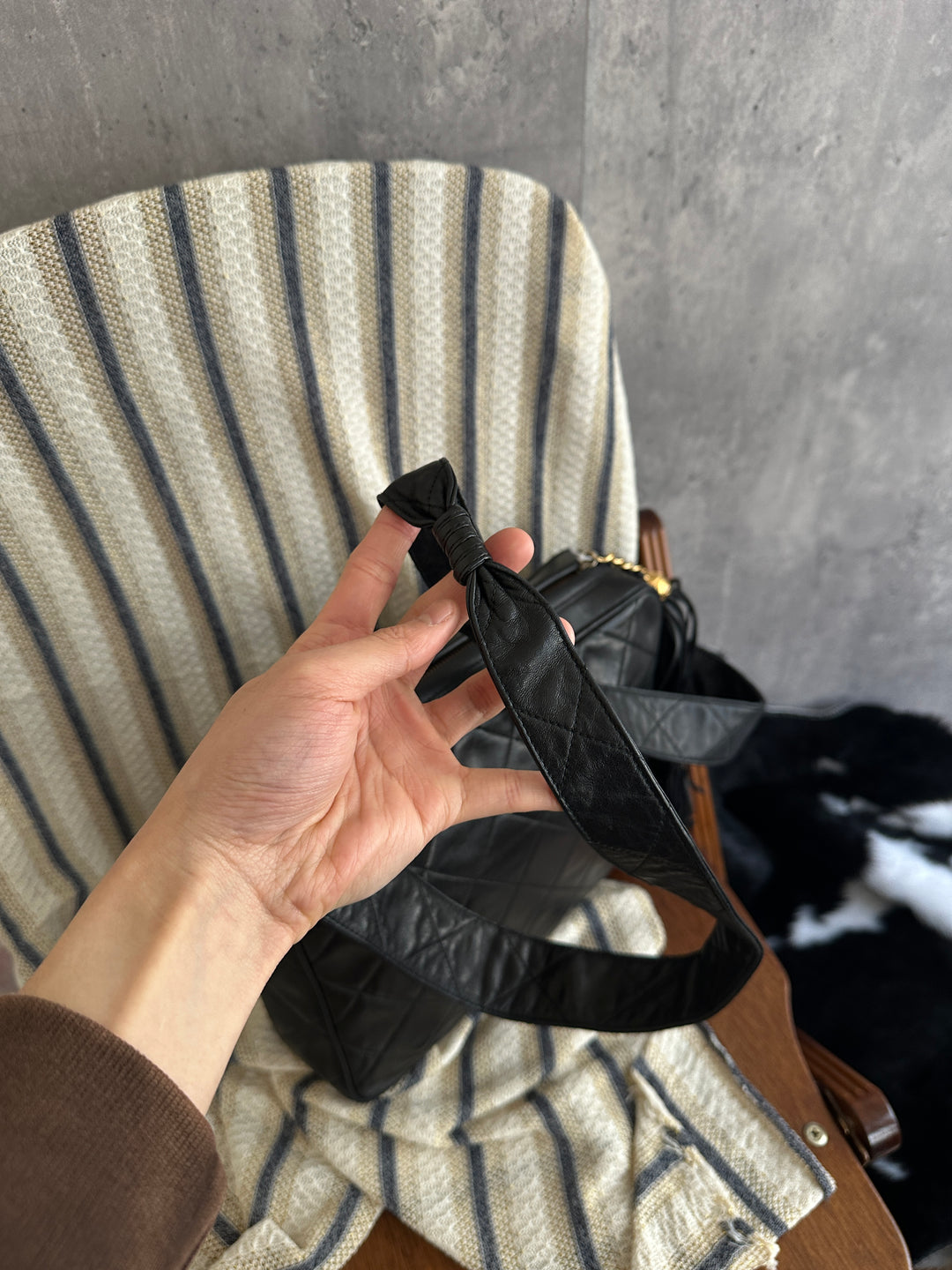 Chanel Vintage Quilted Lambskin Crossbody with Gold Ball Tassel