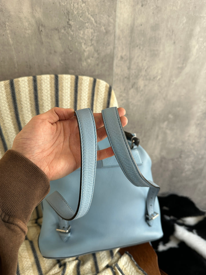 Gucci Bamboo Baby Blue Backpack with Tassels