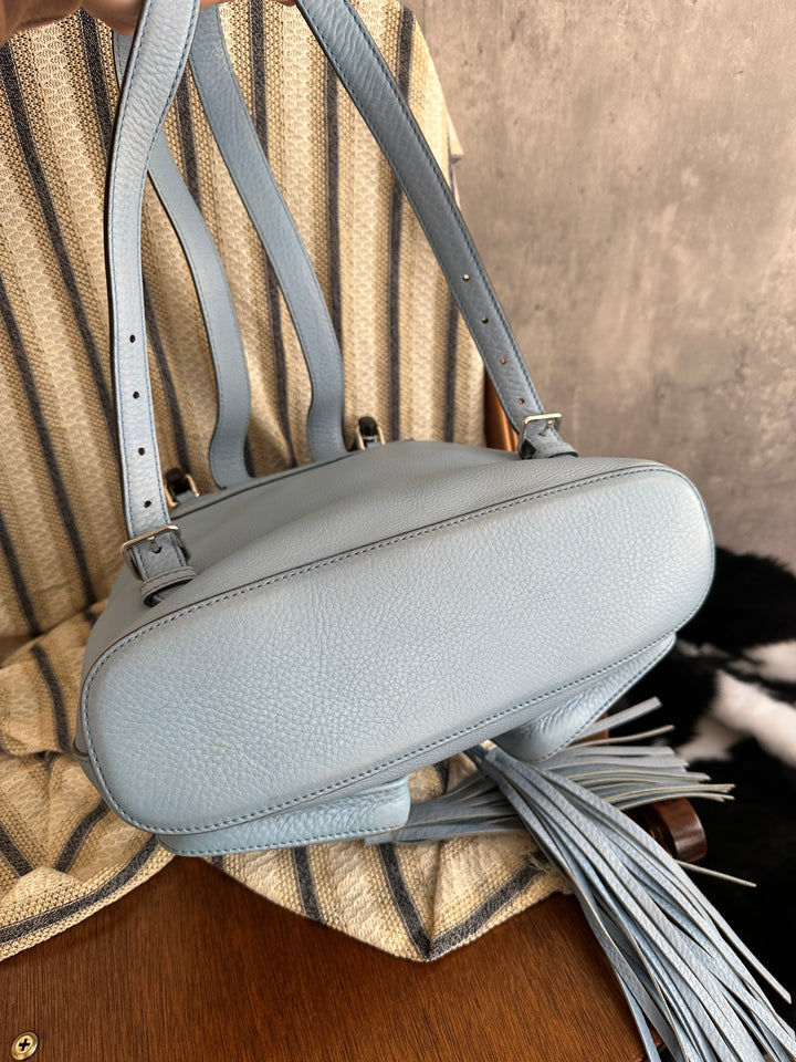 Gucci Bamboo Baby Blue Backpack with Tassels