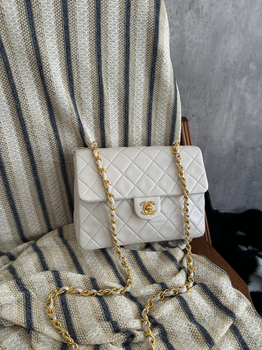 Chanel Classic Small Square Flap Bag – Snow White