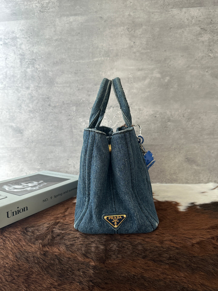 Prada Denim Tote 💙✨｜Structured Denim × Compact Proportions × Spacious Interior