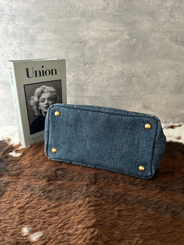 Prada Denim Tote 💙✨｜Structured Denim × Compact Proportions × Spacious Interior