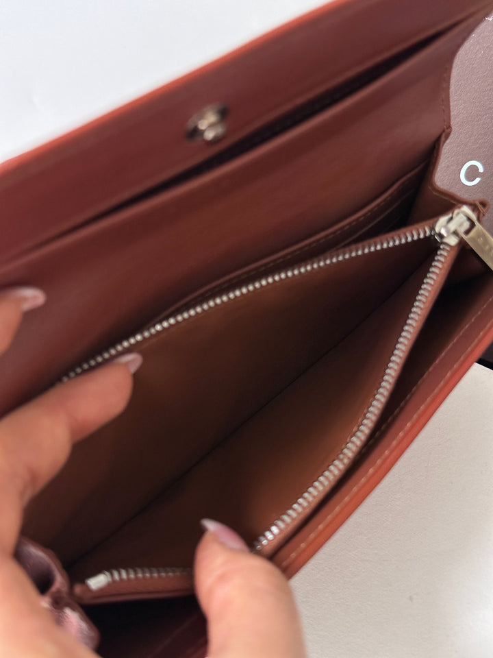 Celine Vintage Calfskin Long Wallet 🤎✨｜Rich Chocolate Tone・Full Set with Box・Convertible WOC Style