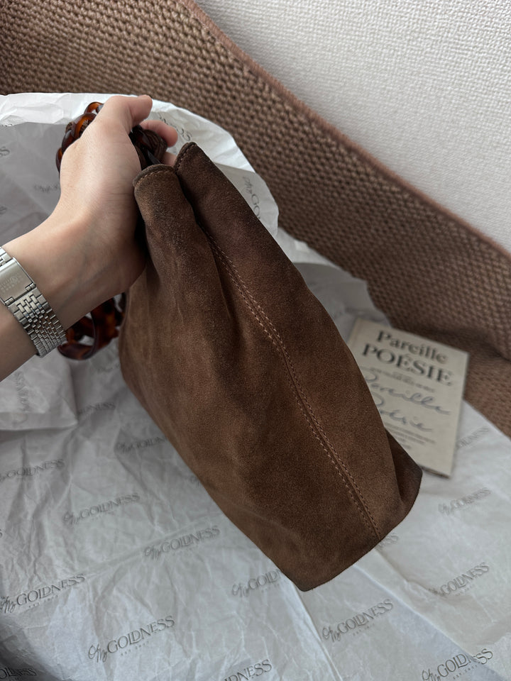 Chanel Suede “Teddy Bear” Tote — Brown with Tortoiseshell Chain Handles 🧸🤎 Vintage Atmosphere & Cozy Luxe