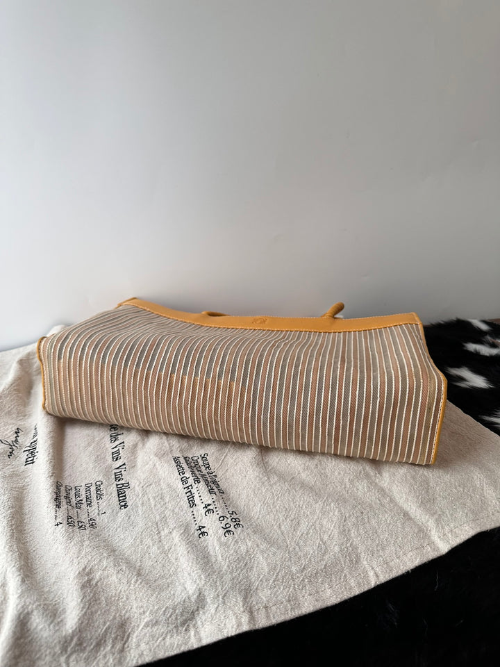 LOEWE Striped Top Handle Tote with Baby Pouch 🐣｜Duck Yellow Leather × Semi-Sheer Stripes × Matching Pouch✨