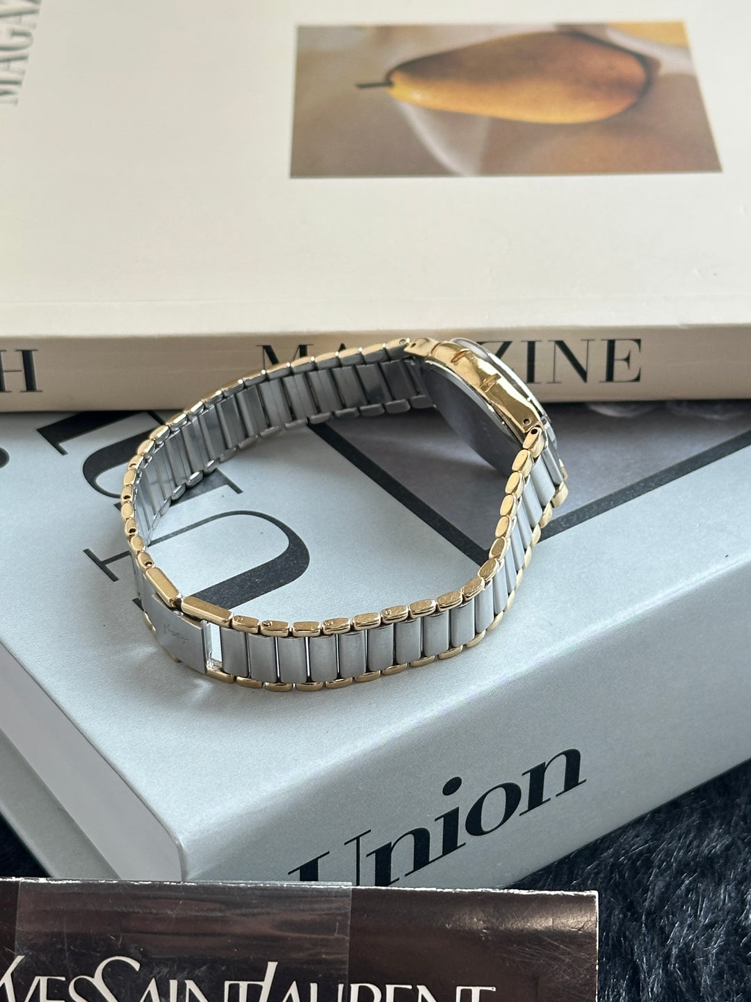 Yves Saint Laurent Moonphase Two-Tone Watch 🌙✨｜Moonphase Dial × Two-Tone Bracelet × Adjustable Fit