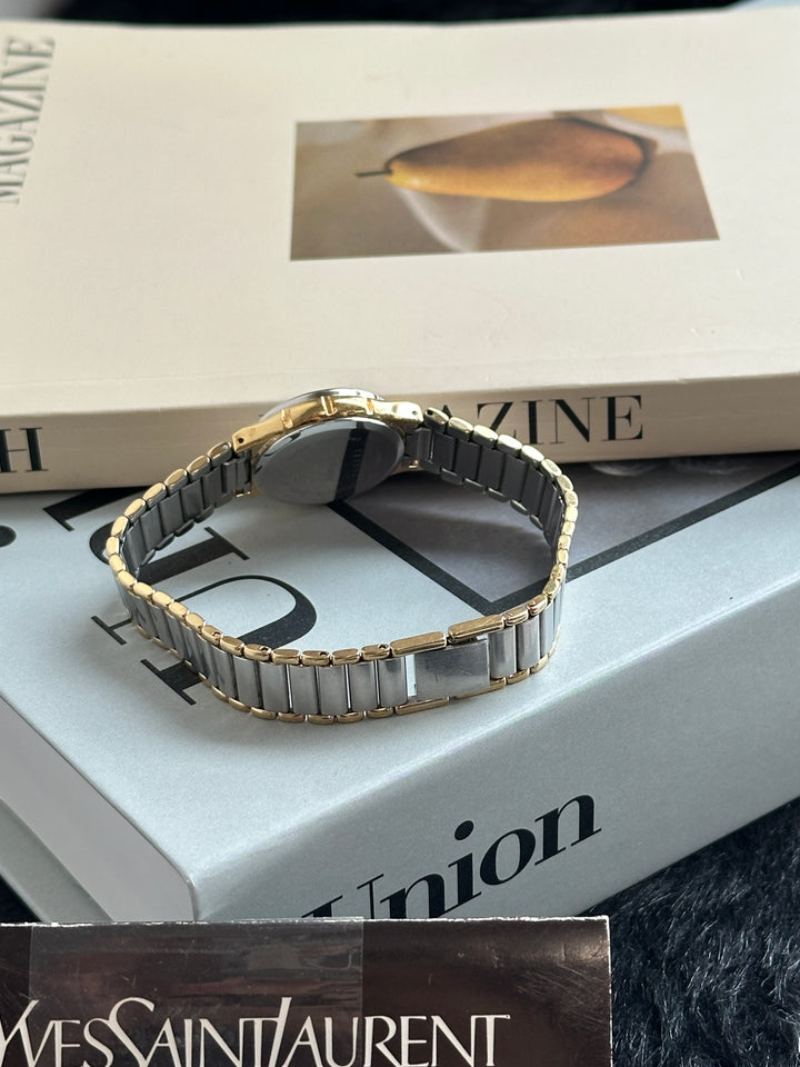 Yves Saint Laurent Moonphase Two-Tone Watch 🌙✨｜Moonphase Dial × Two-Tone Bracelet × Adjustable Fit