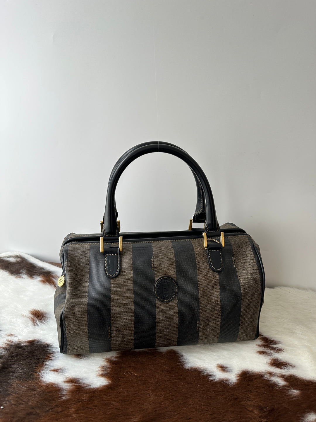 Fendi Striped Boston Bag 🖤🤎