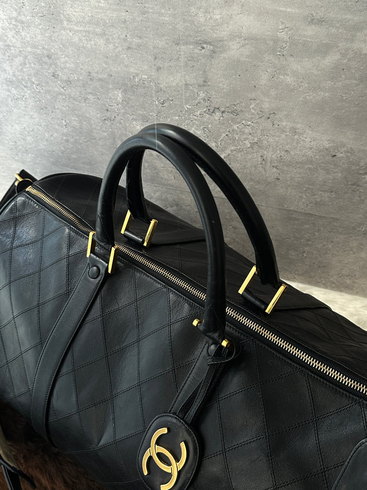 Chanel Boston 45 🖤✨｜Quilted Leather × Gold-Tone CC Tag × Original Strap