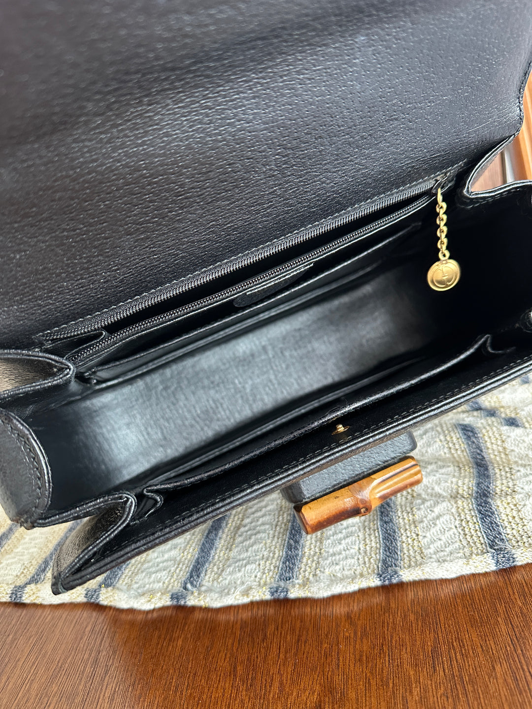 Gucci Bamboo Handbag – Black Pigskin