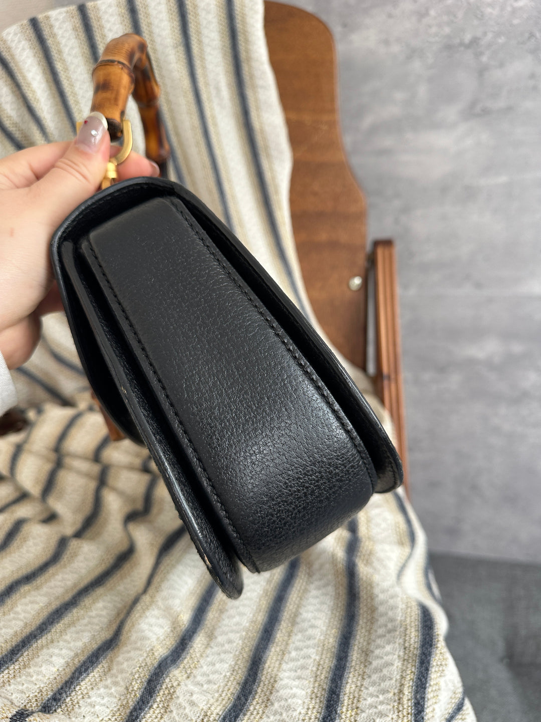 Gucci Bamboo Handbag – Black Pigskin