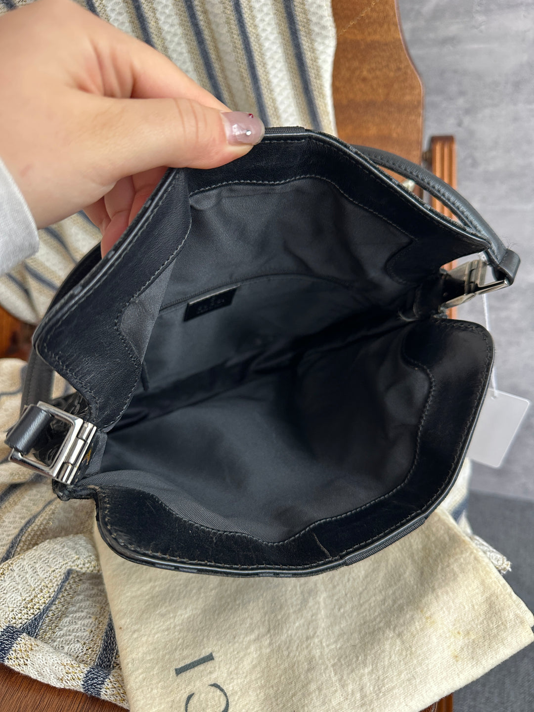 Gucci Small Monogram Suede Hobo Bag – Black