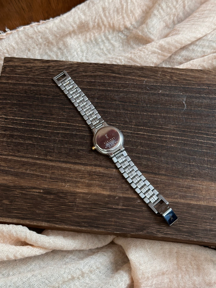 Yves Saint Laurent Vintage Watch 🤎✨｜Openwork Logo Dial × Two-Tone Bracelet × Rare Vintage Design