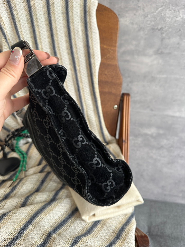 Gucci Small Monogram Suede Hobo Bag – Black