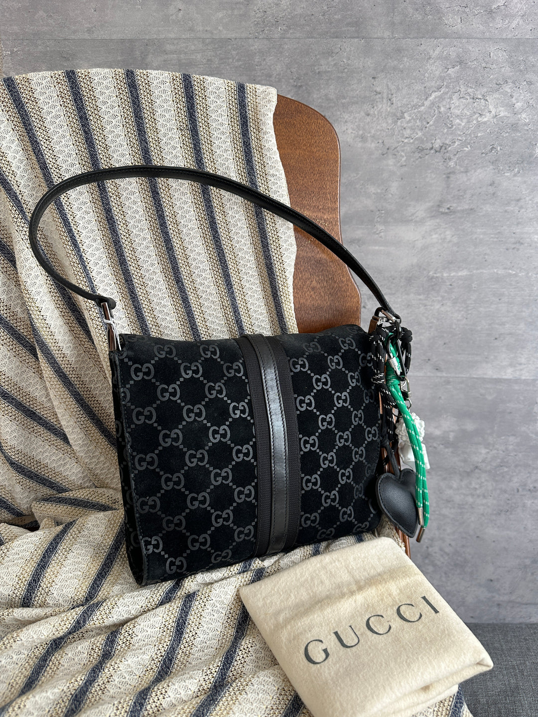 Gucci Small Monogram Suede Hobo Bag – Black
