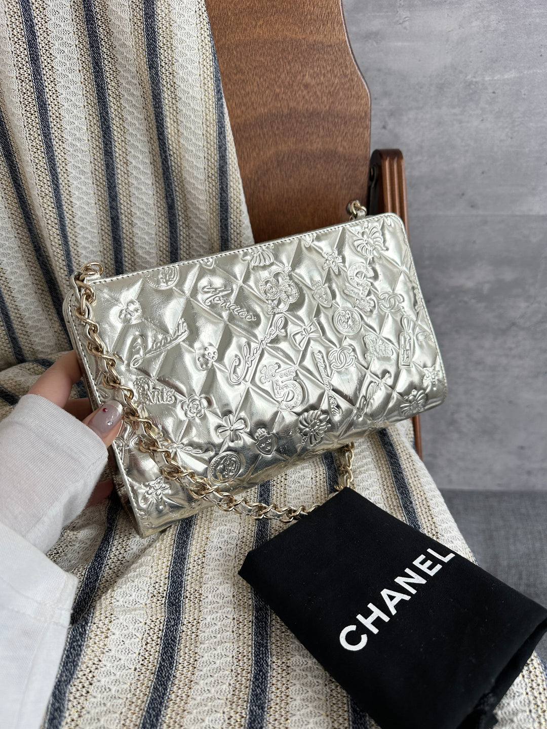 CHANEL Special Edition Embossed Mini Chain Bag