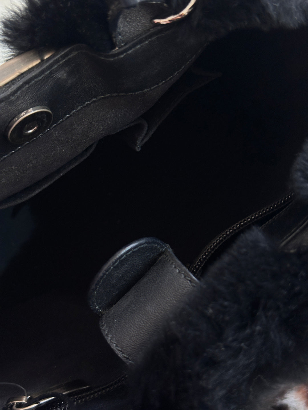 Ferragamo “So Black” Shearling Suede Tote 🖤 | Effortless Luxury with a Bold Twist