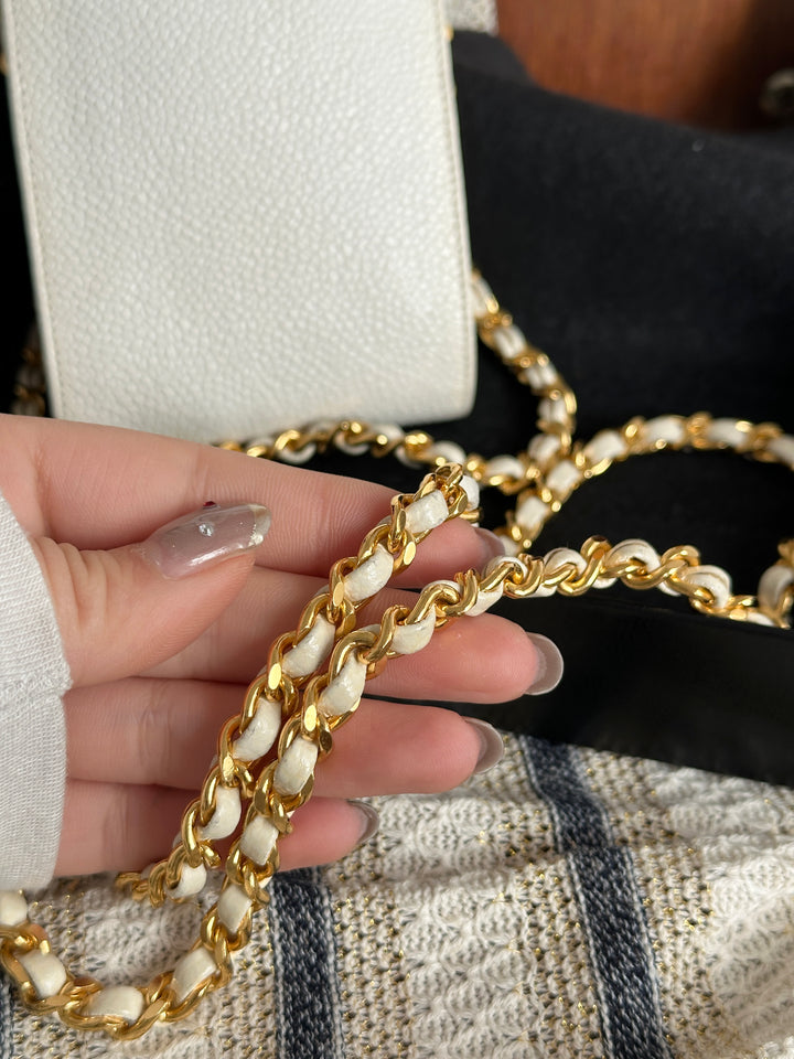 CHANEL Grained Calfskin Mini Chain Bag