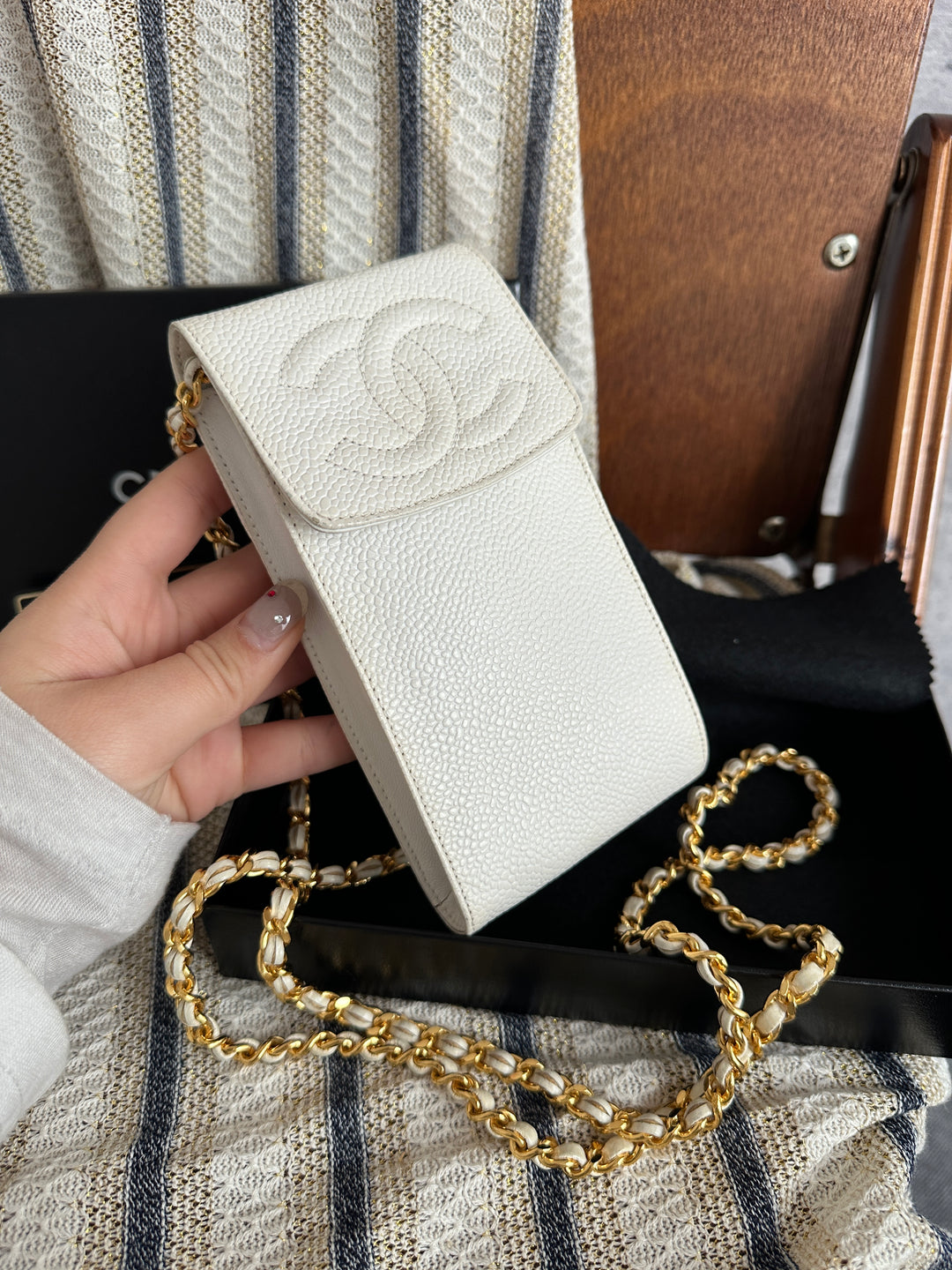 CHANEL Grained Calfskin Mini Chain Bag