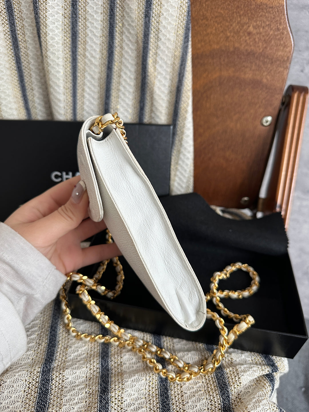 CHANEL Grained Calfskin Mini Chain Bag