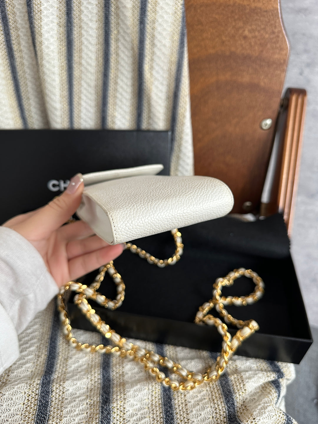 CHANEL Grained Calfskin Mini Chain Bag