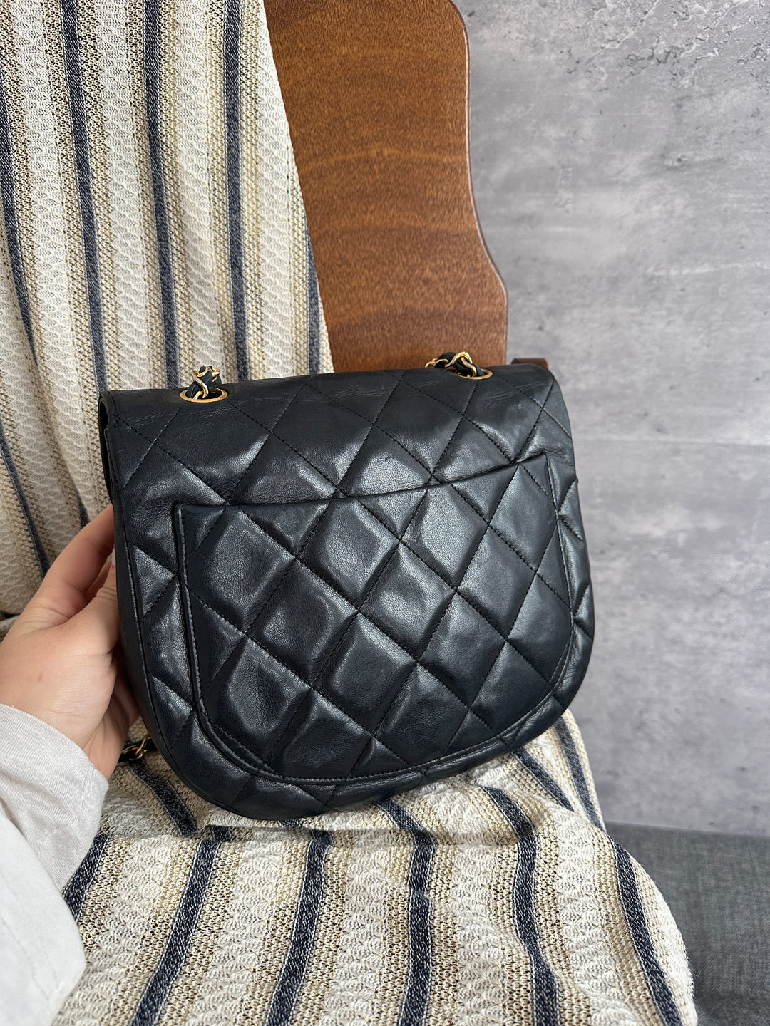 CHANEL Large CC Half-Moon Flap Chain Bag – Black (Small Size)