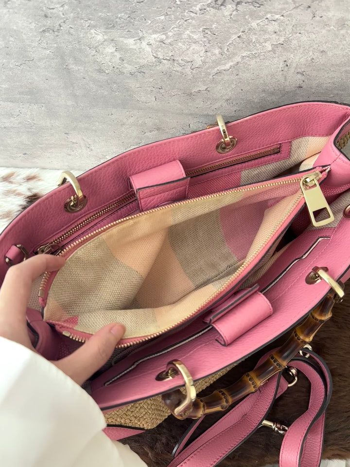 Gucci Bamboo Raffia Tote 💕｜Original Strap Included
