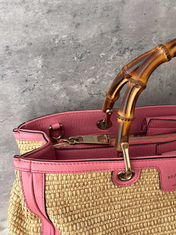 Gucci Bamboo Raffia Tote 💕｜Original Strap Included