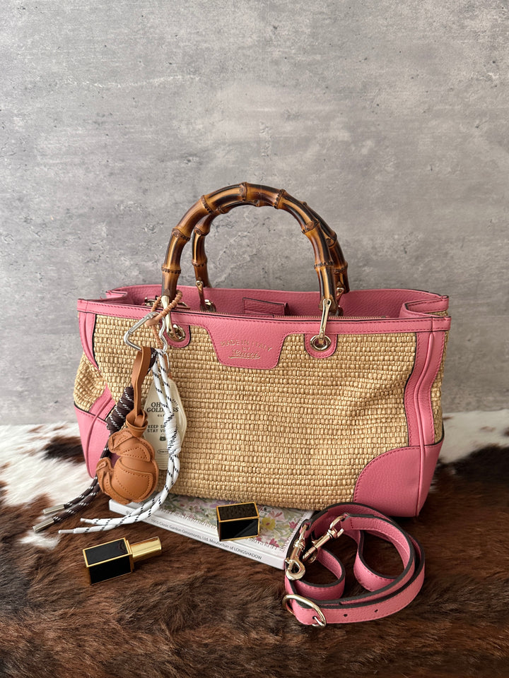 Gucci Bamboo Raffia Tote 💕｜Original Strap Included
