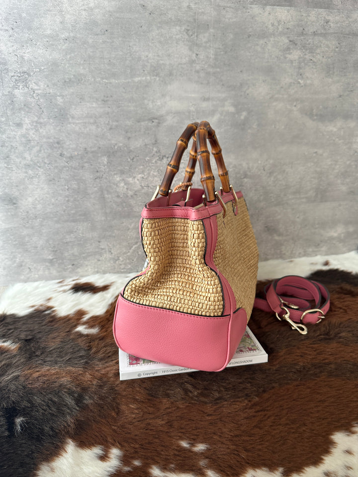 Gucci Bamboo Raffia Tote 💕｜Original Strap Included