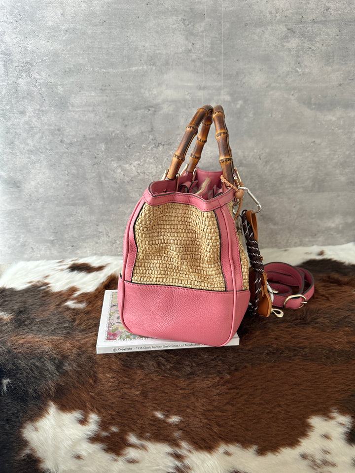 Gucci Bamboo Raffia Tote 💕｜Original Strap Included