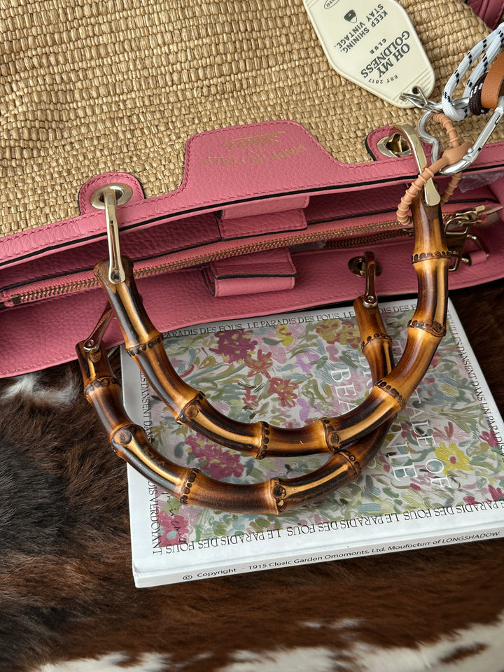 Gucci Bamboo Raffia Tote 💕｜Original Strap Included