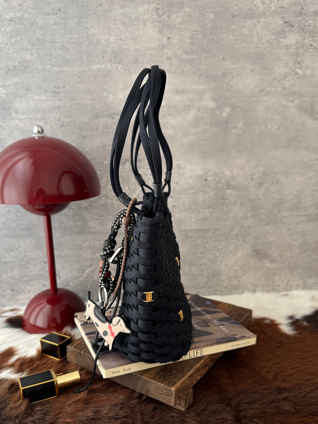 Ferragamo Vintage Woven Mini Tote 🖤｜Black Weave・Gold Gancini Details