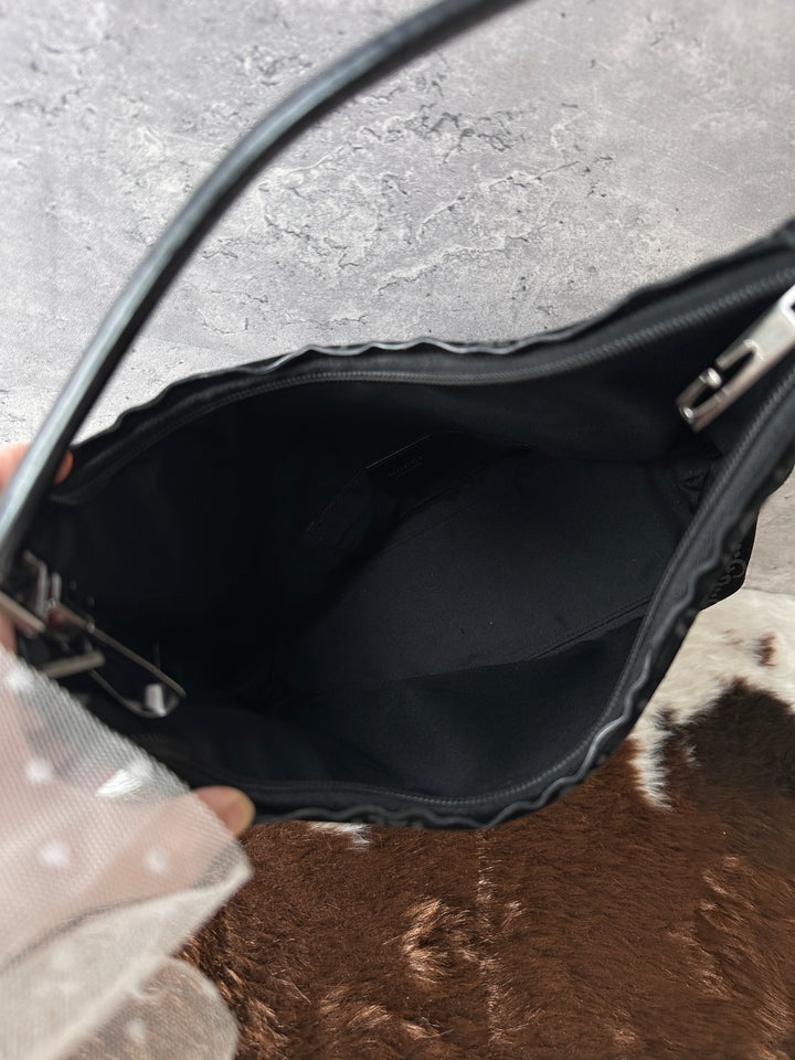 Gucci Vintage GG Monogram Hobo Bag 🖤｜Black Suede・Convertible Strap