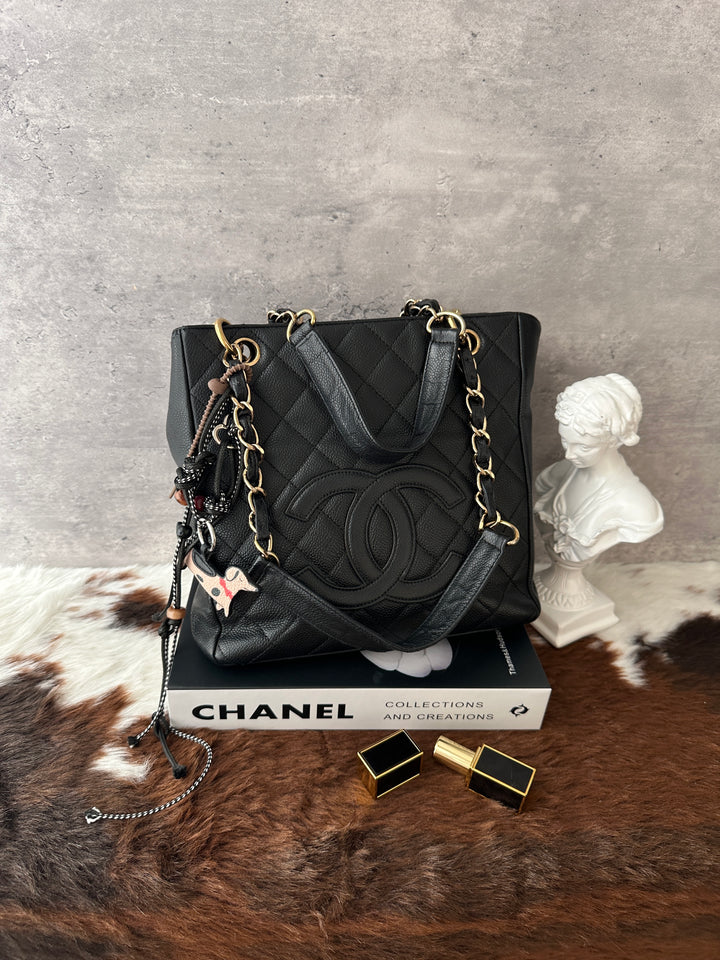 Chanel Vintage Caviar Big CC Chain Tote 🖤｜Quilted Leather・Statement CC Logo
