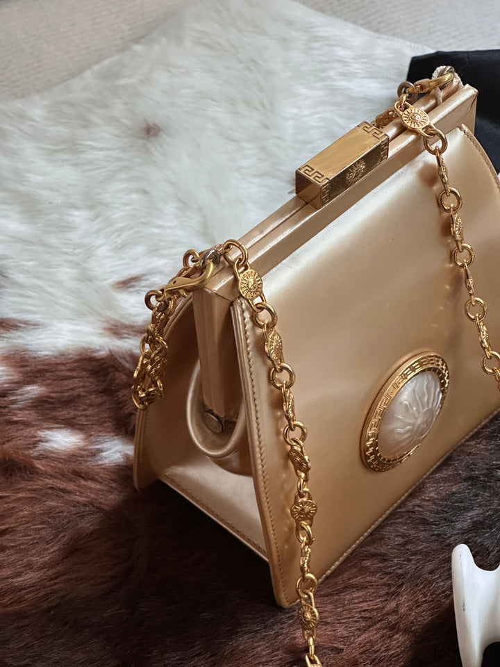 Versace Vintage “Sun God” Moonlight Box Bag 🌞✨ | Radiant Elegance from the House of Versace