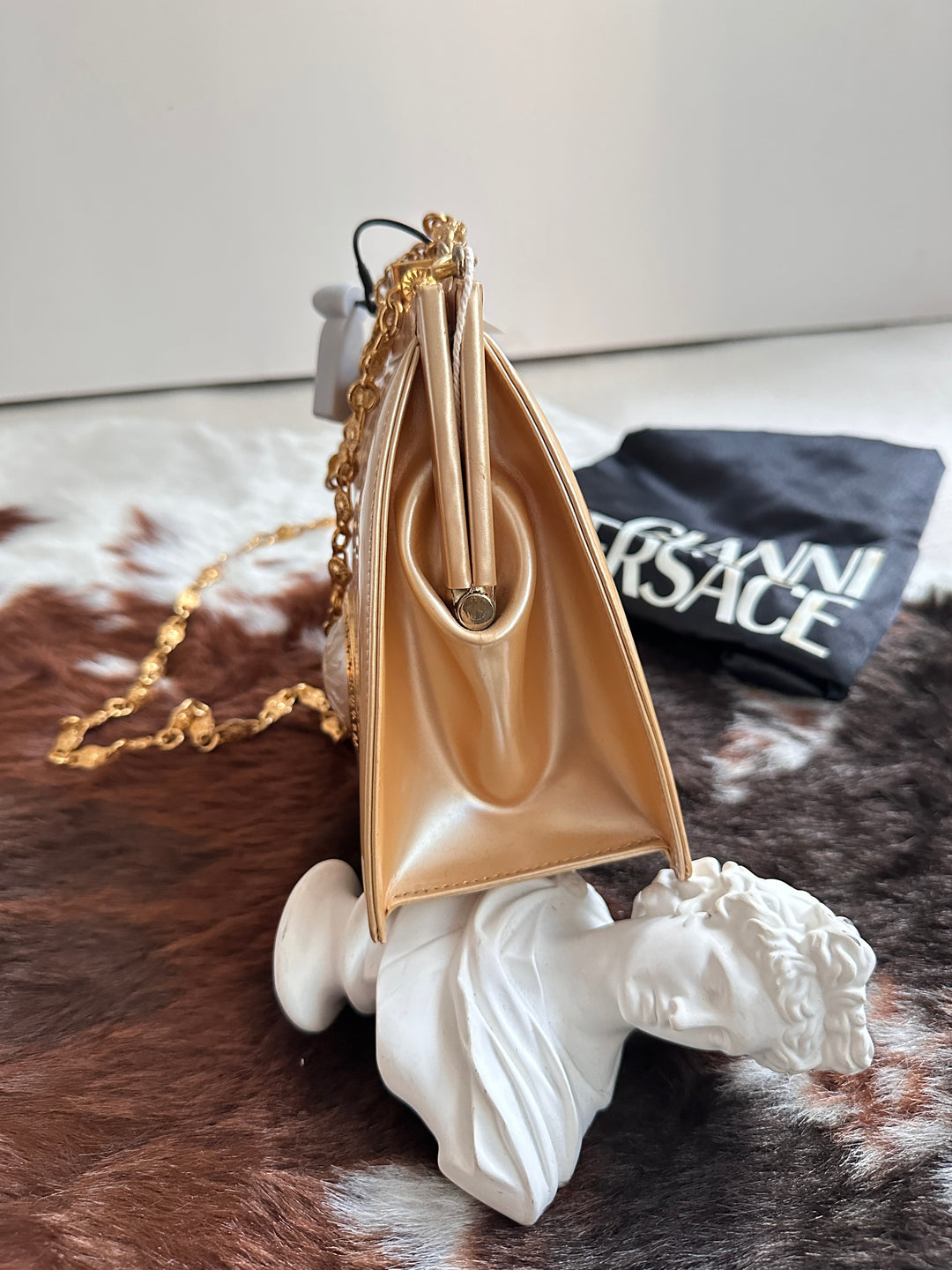 Versace Vintage “Sun God” Moonlight Box Bag 🌞✨ | Radiant Elegance from the House of Versace