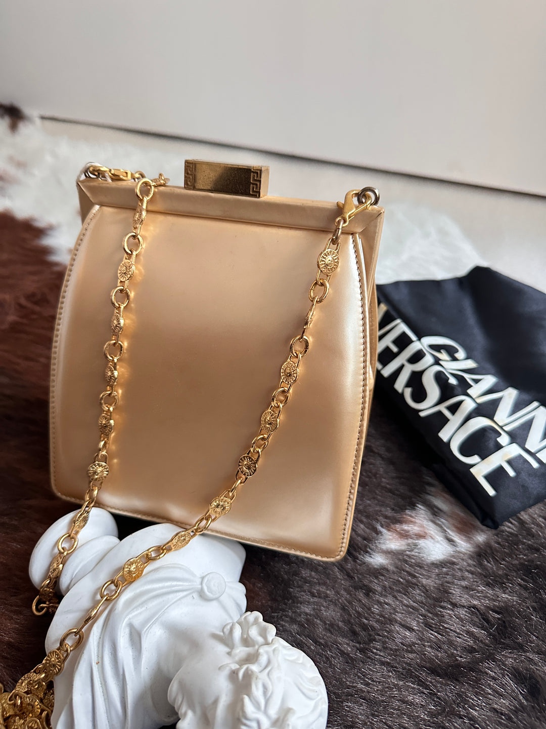 Versace Vintage “Sun God” Moonlight Box Bag 🌞✨ | Radiant Elegance from the House of Versace