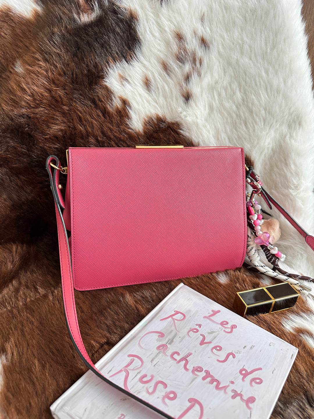 Prada Mini Saffiano Crossbody Bag 💕｜Pink Saffiano × Evening-Clutch Shape × Phone-Friendly