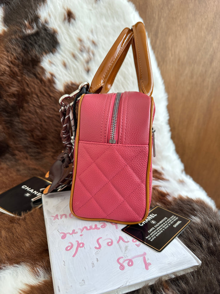 CHANEL Mini Quilted Bowling Bag 💕｜Pink Quilted Leather × Card &amp; Sticker × Practical Mini Size