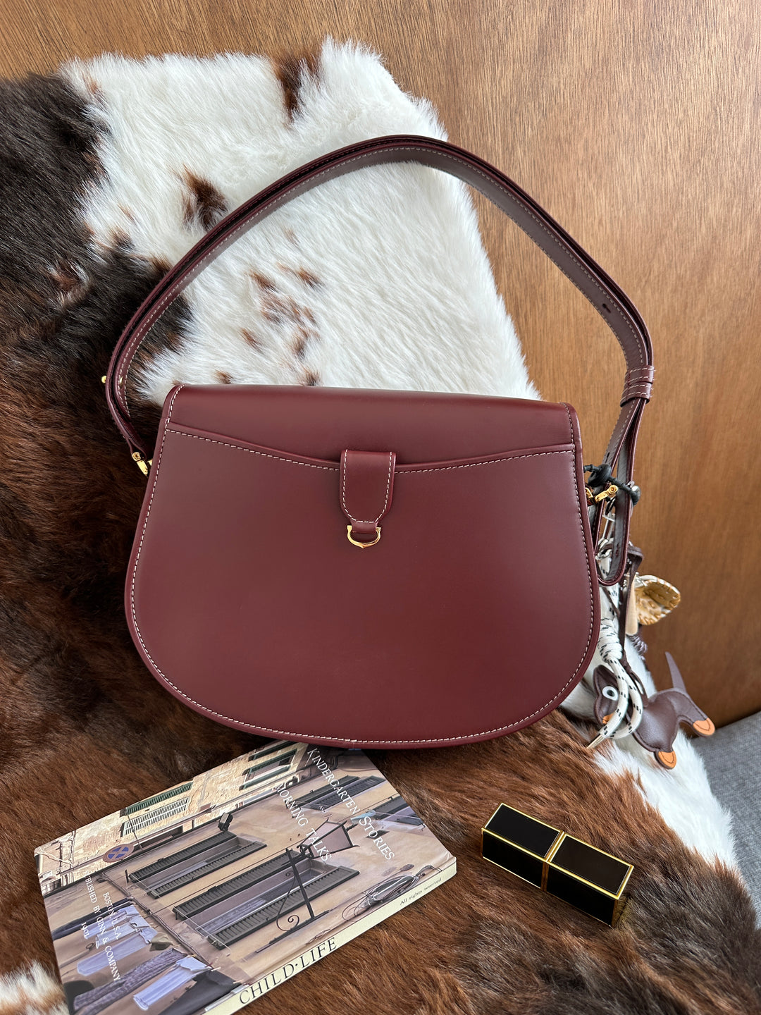 Cartier Vintage Saddle Shoulder Bag ❤️｜Wine Red Leather × Preserved Condition × Shoulder or Crossbody
