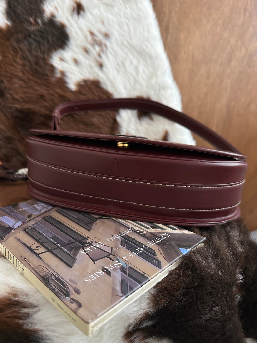 Cartier Vintage Saddle Shoulder Bag ❤️｜Wine Red Leather × Preserved Condition × Shoulder or Crossbody
