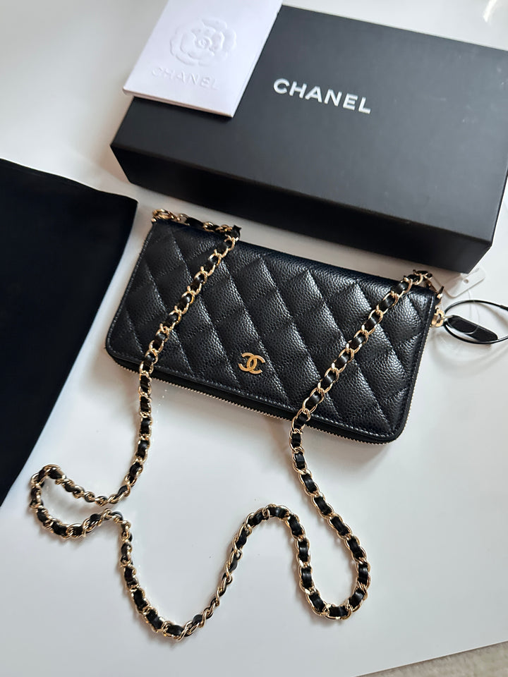 Chanel Caviar Leather Long Wallet on Chain 🖤 | Timeless Elegance, Everyday Luxury